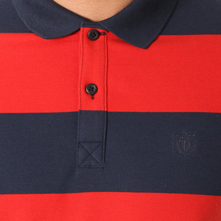 Selected - Polo Manches Courtes Haro Stripe Embroidery Rouge Bleu Marine 