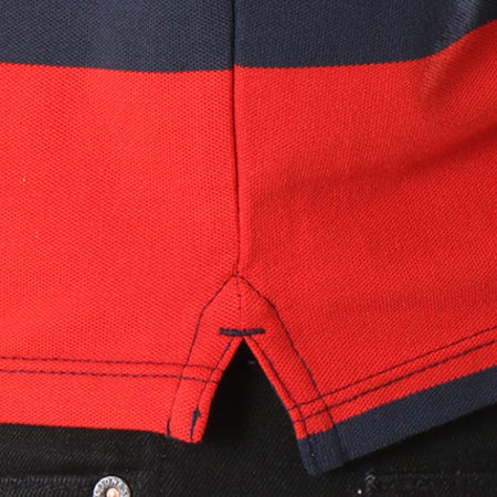 Selected - Polo Manches Courtes Haro Stripe Embroidery Rouge Bleu Marine 