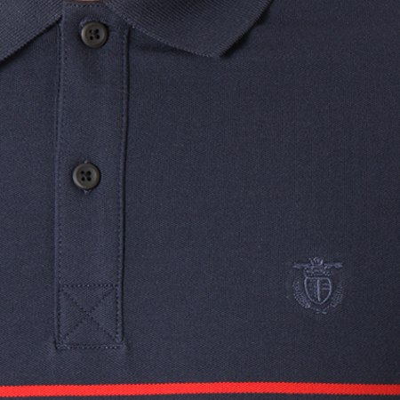 Selected - Polo Manches Courtes Haro Stripe Embroidery Bleu Marine Rouge