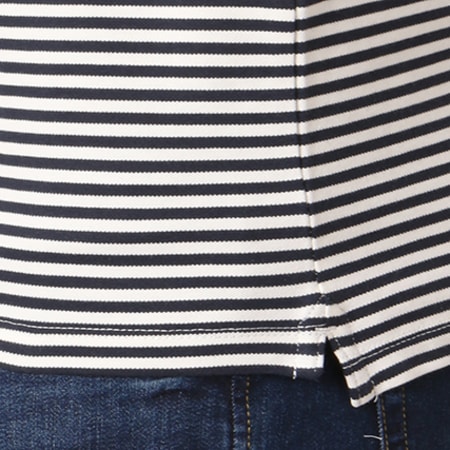 Selected - Polo Manches Courtes Haro Stripe Embroidery Blanc Bleu Marine 
