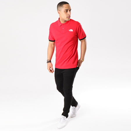 The North Face - Polo Manches Courtes Piquet Rouge Blanc