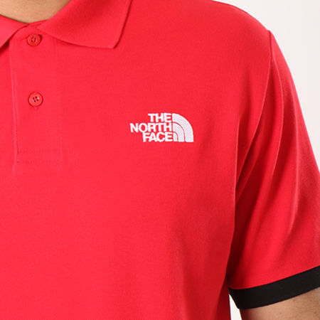 The North Face - Polo Manches Courtes Piquet Rouge Blanc