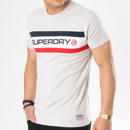 Superdry - Tee Shirt Trophy Chest Band M10002SQ Gris Chiné