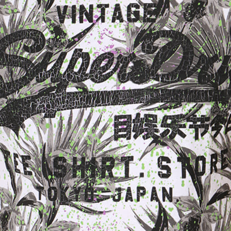 Superdry - Tee Shirt Shop AOP Lite M10008HQ Blanc Vert Kaki Floral
