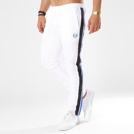 Sergio Tacchini - Pantalon Jogging Bandes Brodées Zaroon Blanc Noir Bleu Roi