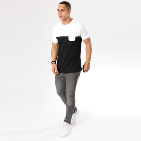 Urban Classics - Camiseta Bolsillo Negro Blanco