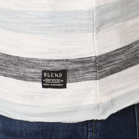 Blend - Tee Shirt 20705368 Blanc Bleu Clair 