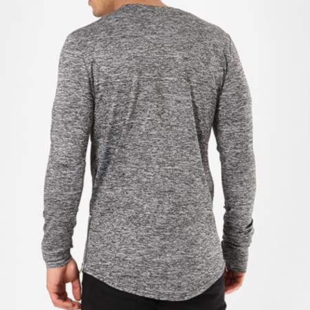 Sixth June - Tee Shirt Manches Longues Oversize Zips M3232VTL Gris Anthracite Chiné