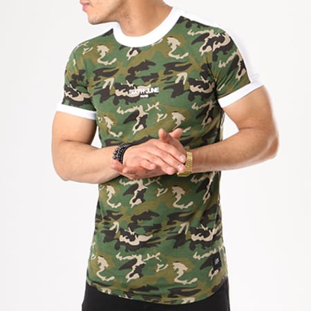 Sixth June - Tee Shirt Oversize Bande Brodée M3203VTS Vert Kaki Camouflage