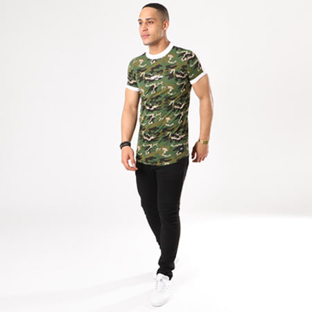 Sixth June - Tee Shirt Oversize Bande Brodée M3203VTS Vert Kaki Camouflage