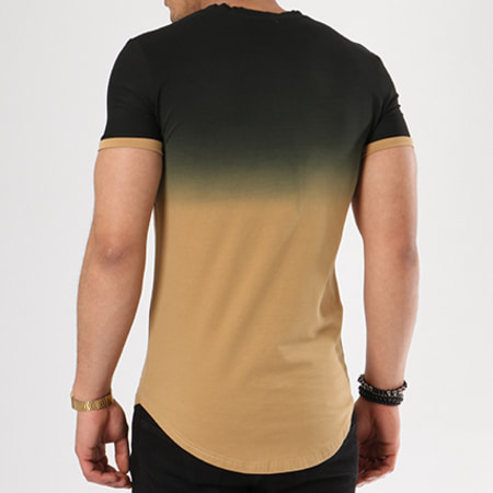 John H - Tee Shirt Oversize 1859 Noir Dégradé Camel