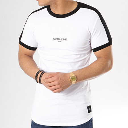 Sixth June - Tee Shirt Oversize Avec Bande M3101VTS Blanc Noir