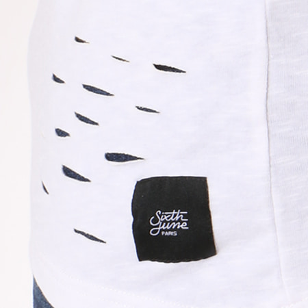 Sixth June - Tee Shirt Asymétrique Oversize Troué M3241VTS Blanc Chiné