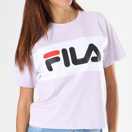 Fila - Tee Shirt Femme Allison 682125 Lilas Blanc