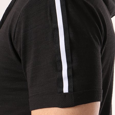 Frilivin - Tee Shirt Zippé Capuche Oversize Bande Brodée 6725 Noir