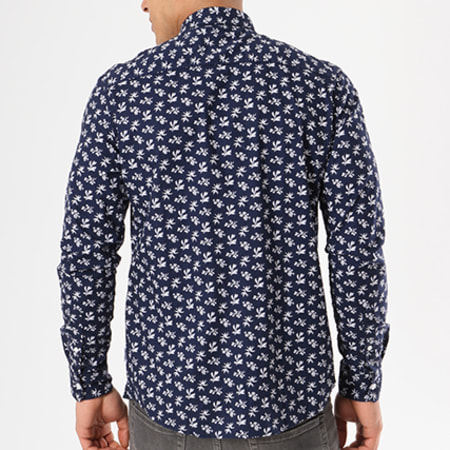 Only And Sons - Chemise Manches Longues Tanan Flower Bleu Marine Blanc Floral