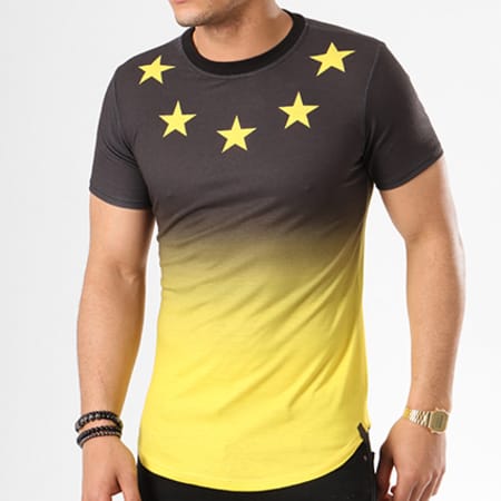 Uniplay - Tee Shirt Oversize UP-G010 Noir Dégradé Jaune