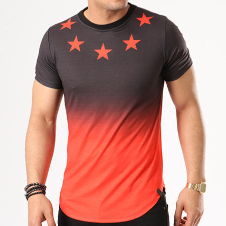 Uniplay - Tee Shirt Oversize UP-G011 Noir Dégradé Rouge