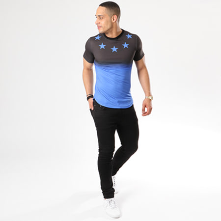Uniplay - Tee Shirt Oversize UP-G014 Noir Dégradé Bleu Roi