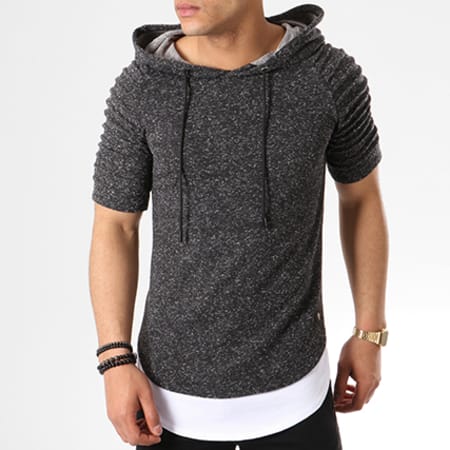 Uniplay - Tee Shirt Capuche Oversize UP-T217 Gris Anthracite Chiné