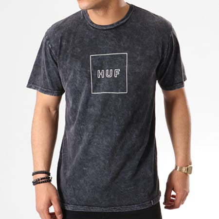 HUF - Tee Shirt Outline Box Logo Acid Gris Anthracite