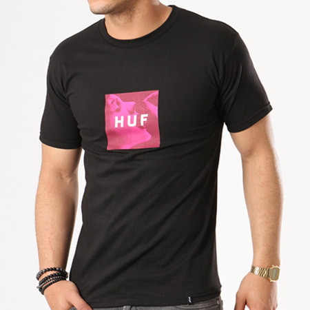 HUF - Tee Shirt Cherry Box Logo Noir Rose