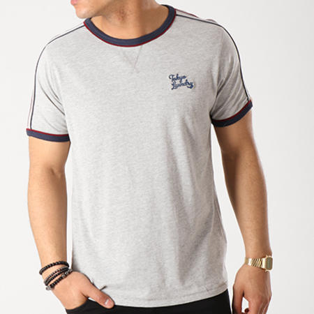 Tokyo Laundry - Tee Shirt Bandes Brodées Fernfield Gris Chiné