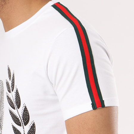 Aarhon - Tee Shirt Bandes Brodées Luigi Blanc Vert Rouge