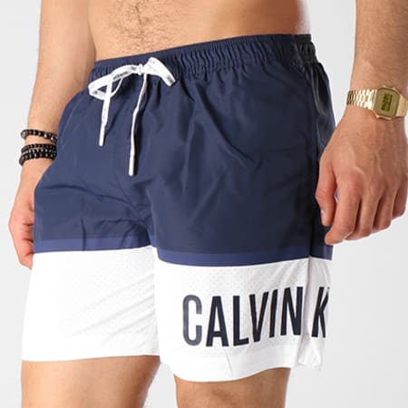 Calvin Klein - Short De Bain Drawstring 0153 Bleu Marine Blanc