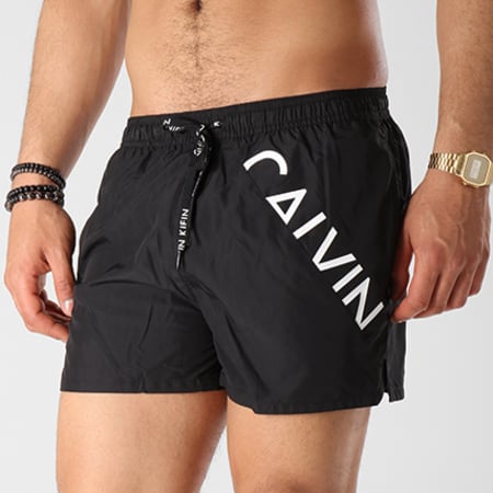 Calvin Klein - Short De Bain Drawstring 161 Noir Blanc