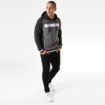 Majestic Athletic - Sweat Capuche Handly Oakland Raiders Noir Gris Anthracite 