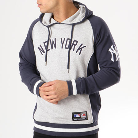 Majestic Athletic - Sweat Capuche Handly Oth Fashion New York Yankees Gris Chiné Bleu Marine 