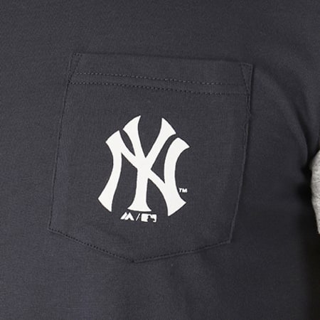 Majestic Athletic - Tee Shirt Poche Daley New York Yankees Bleu Marine Gris Chiné
