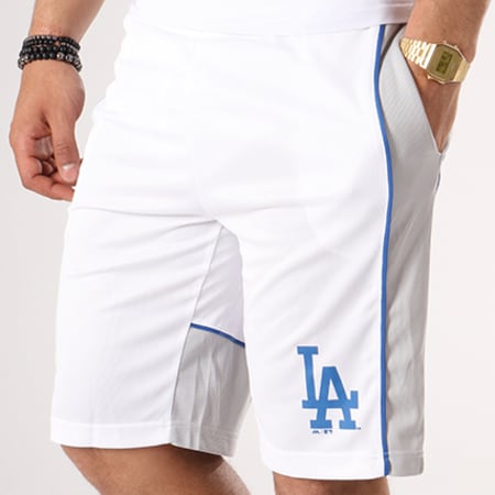 Majestic Athletic - Short Jogging Fridar Los Angeles Dodgers Blanc Gris 
