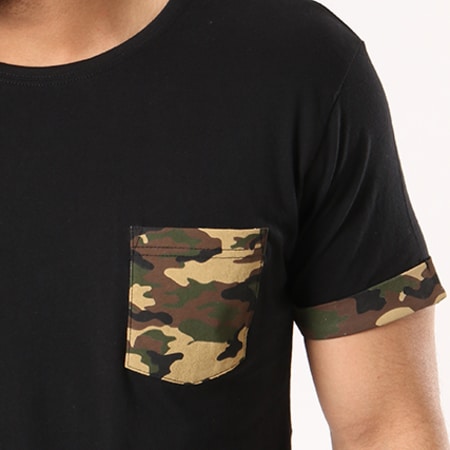 Urban Classics - Tee Shirt Poche TB1373 Noir Vert Kaki Camouflage