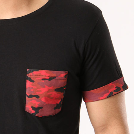 Urban Classics - Tee Shirt Poche TB1373 Noir Rouge Camouflage