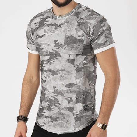 Paname Brothers - Tee Shirt Oversize Poche Toma Gris Camouflage