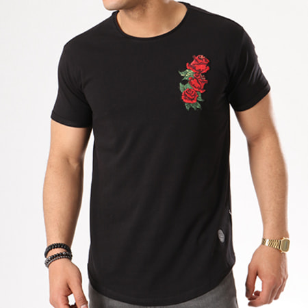 Paname Brothers - Tee Shirt Oversize Broderie Florale Tonga Noir