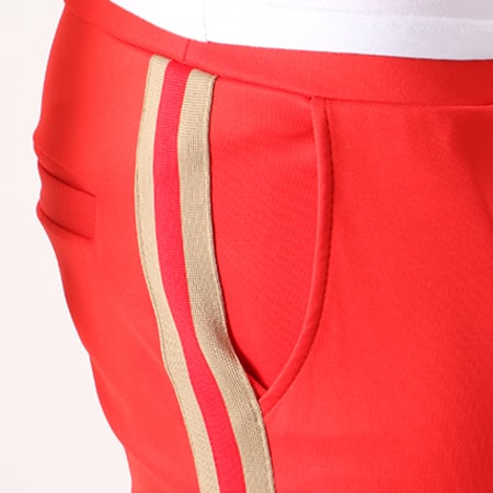 Uniplay - Pantalon Jogging Bandes Brodées UPG01 Rouge Beige