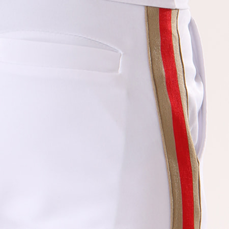 Uniplay - Pantalon Jogging Bandes Brodées UPG01 Blanc Rouge Beige