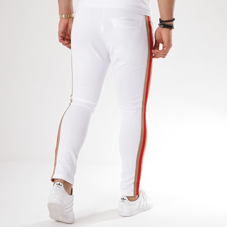 Uniplay - Pantalon Jogging Bandes Brodées UPG01 Blanc Rouge Beige