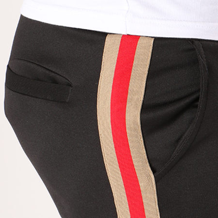 Uniplay - Pantalon Jogging Bandes Brodées UPG01 Noir Rouge Beige