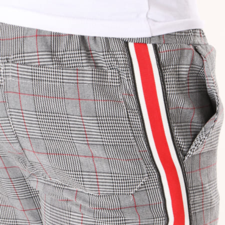 Uniplay - Pantalon A Carreaux Avec Bandes A7337 Gris Rouge Noir Blanc