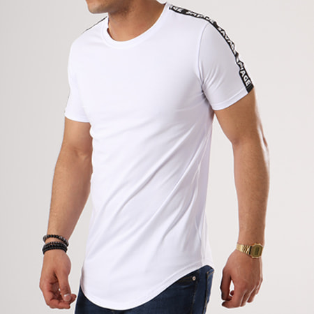 Zayne Paris  - Tee Shirt Oversize Avec Bandes TX-110 Blanc