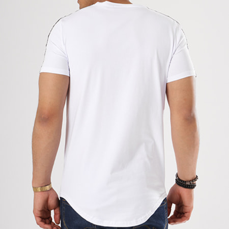 Zayne Paris  - Tee Shirt Oversize Avec Bandes TX-110 Blanc