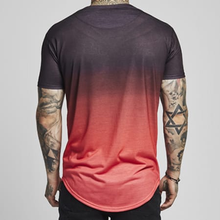 SikSilk - Tee Shirt Oversize Curved Hem Faded 12344 Bordeaux Dégradé Rouge