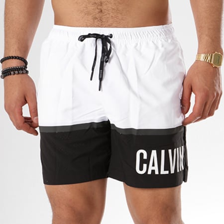 Calvin Klein - Short De Bain Drawstring 0153 Blanc Noir
