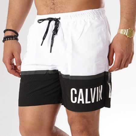 Calvin Klein - Short De Bain Drawstring 0153 Blanc Noir