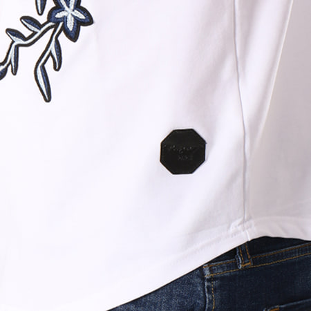 Project X Paris - Tee Shirt Oversize Patchs Brodés 88181118 Blanc Floral