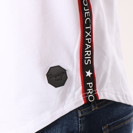 Project X Paris - Tee Shirt Oversize Bandes Brodées 88181134 Blanc Noir Rouge